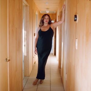 NWOT Ozma of California Anaise Slip Dress, Japanese Cupro, Black, M